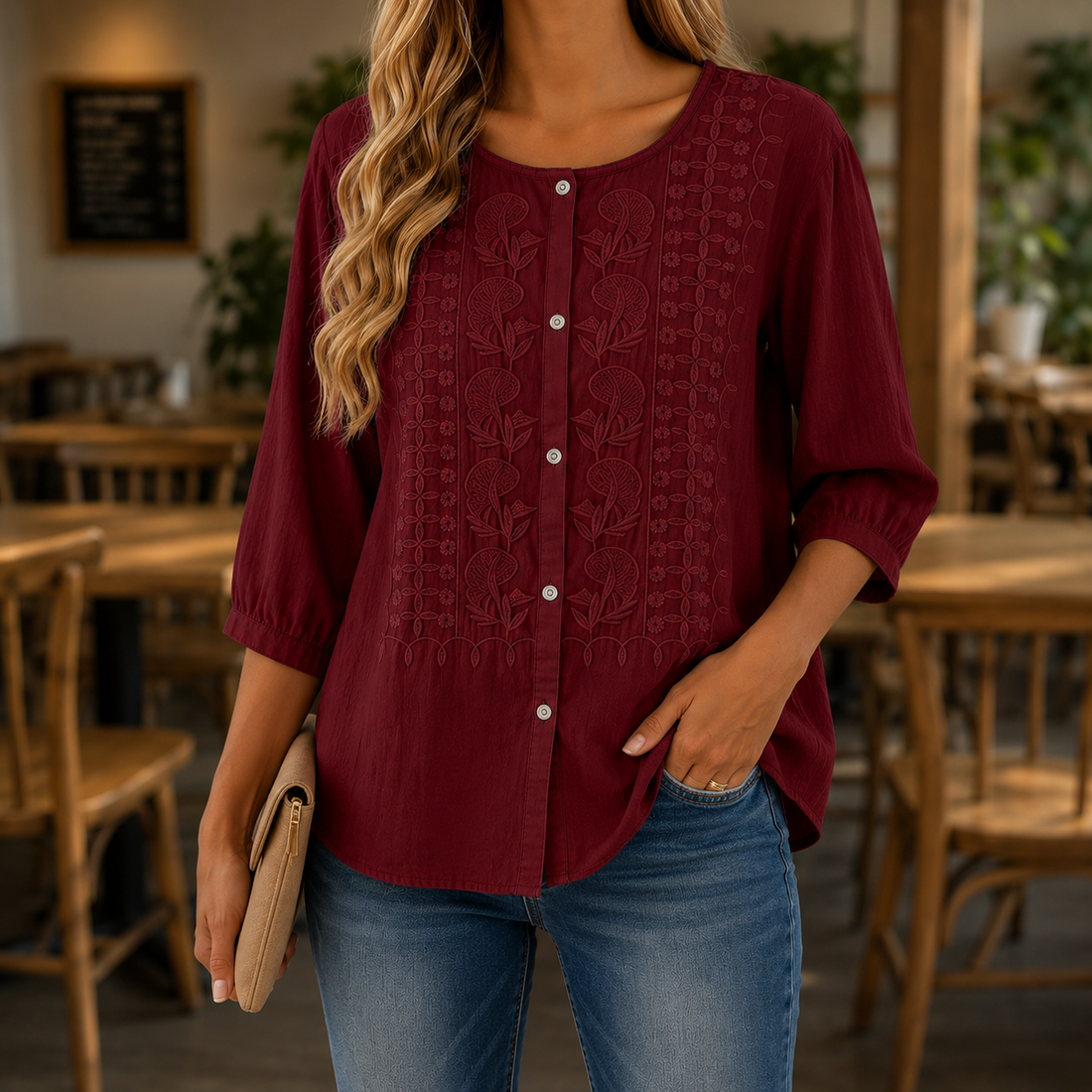 Amelie™ | Elegante Geborduurde Blouse