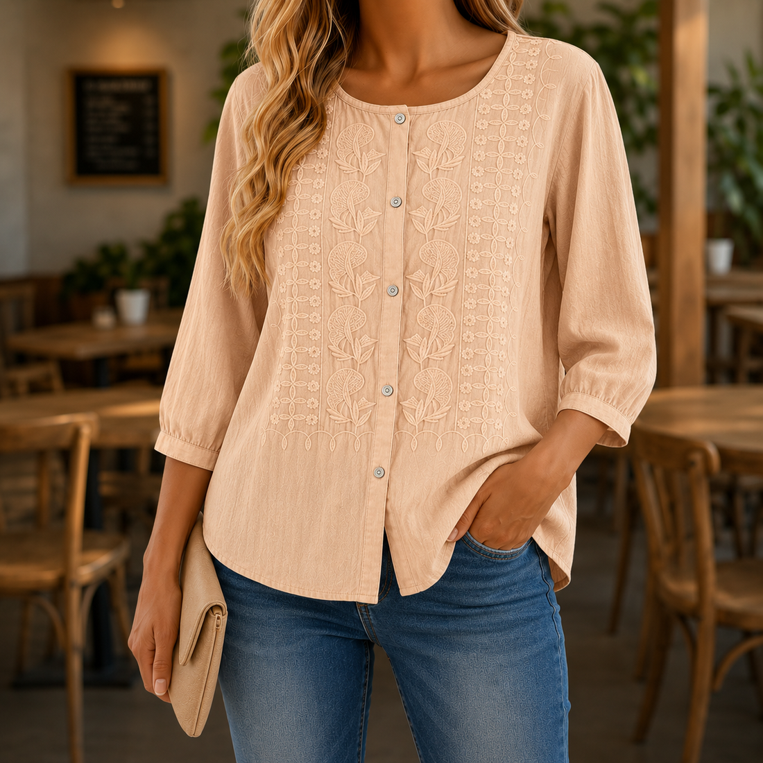 Amelie™ | Elegante Geborduurde Blouse