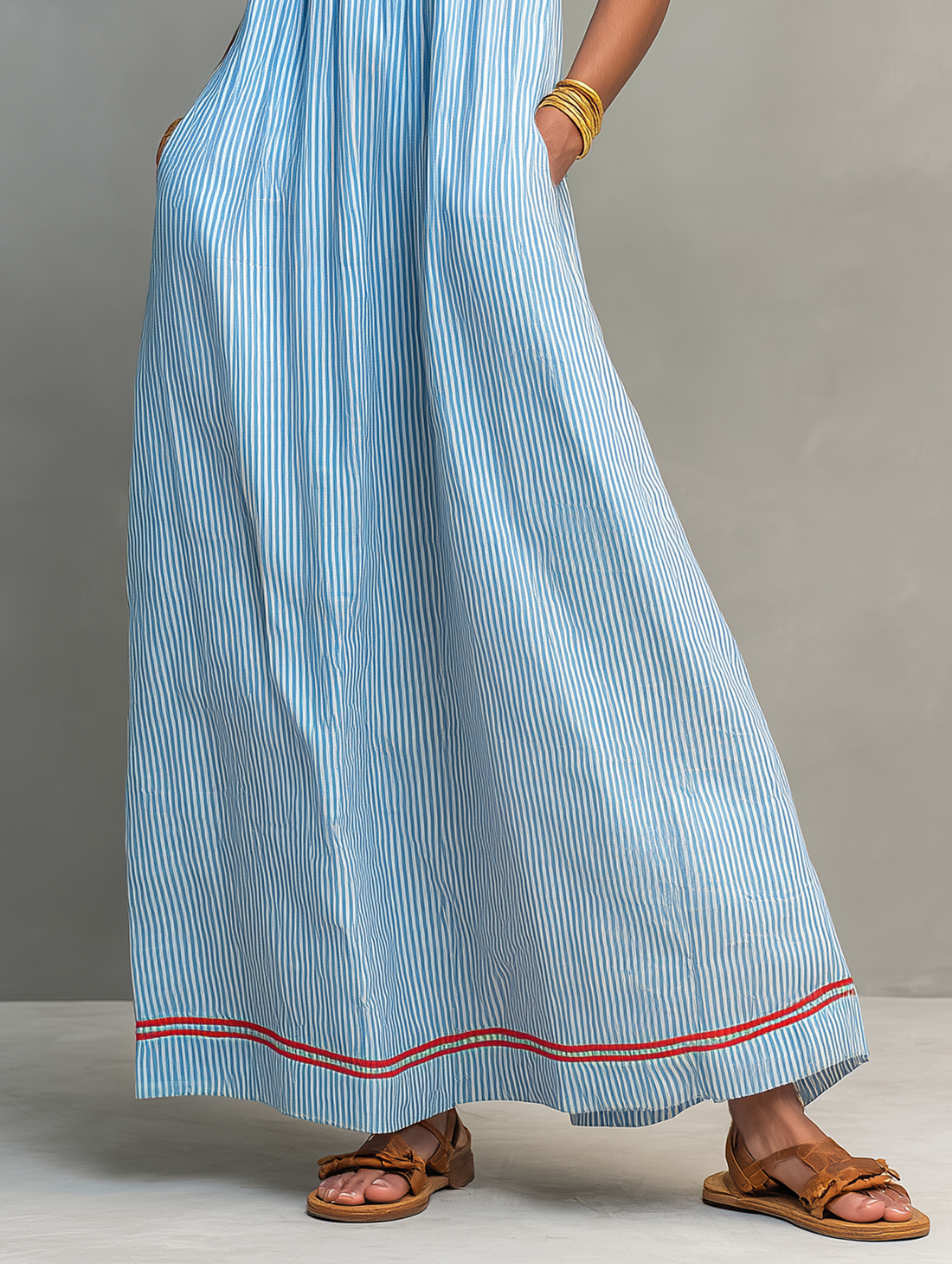 Elina | Luchtige Gestreepte Maxi Jurk