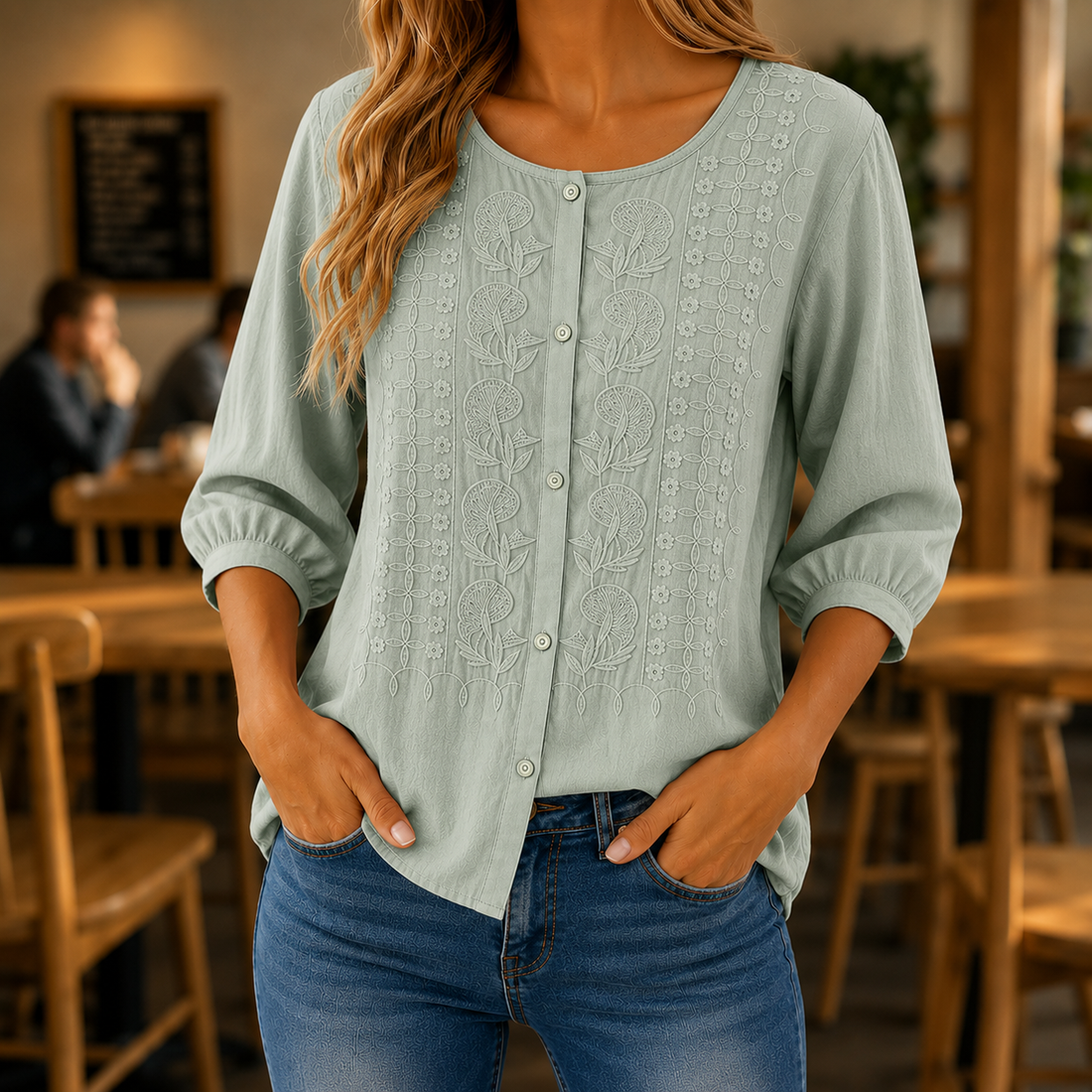 Amelie™ | Elegante Geborduurde Blouse