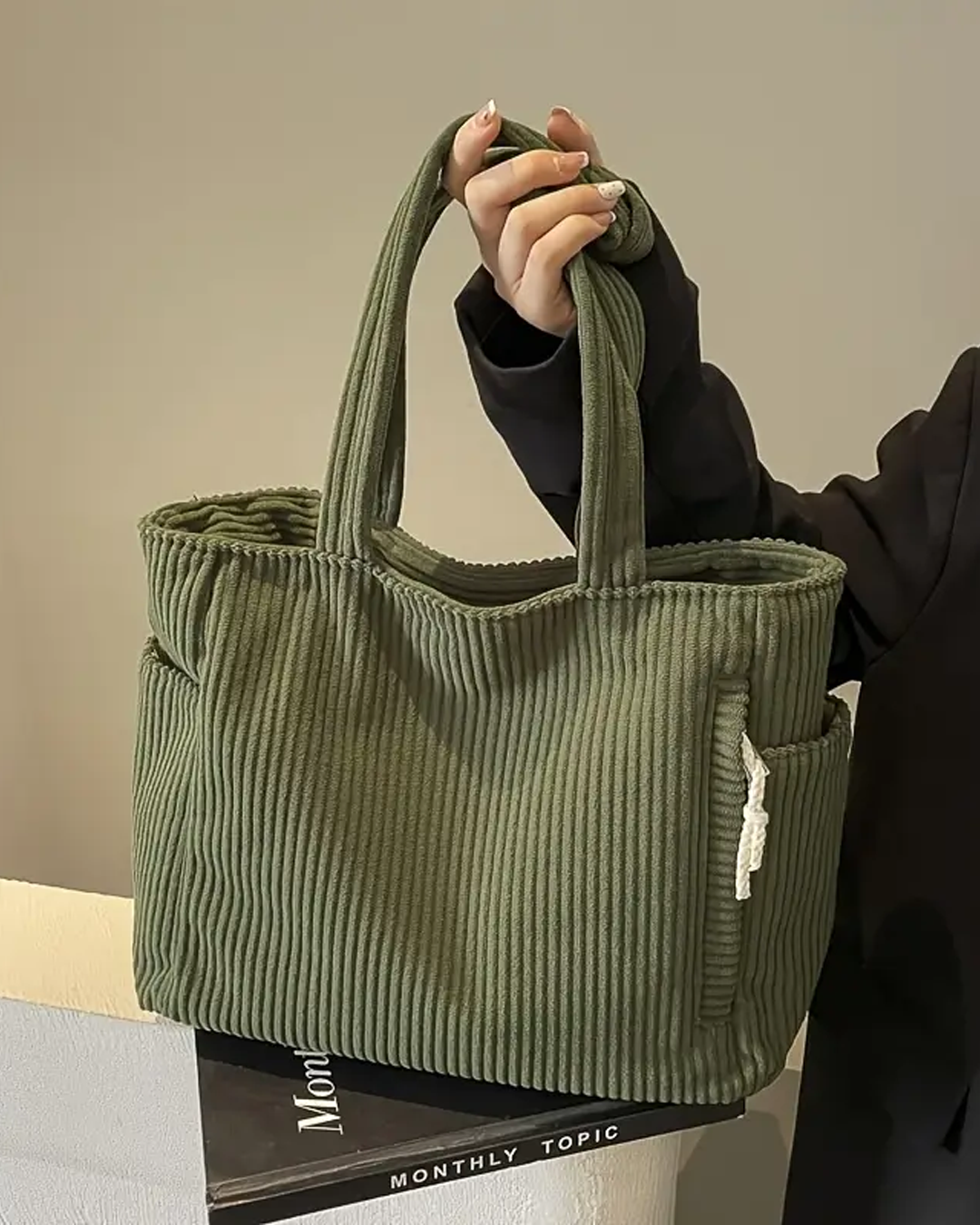 Lea™ | Geribde Draagtas Met Koorddetail