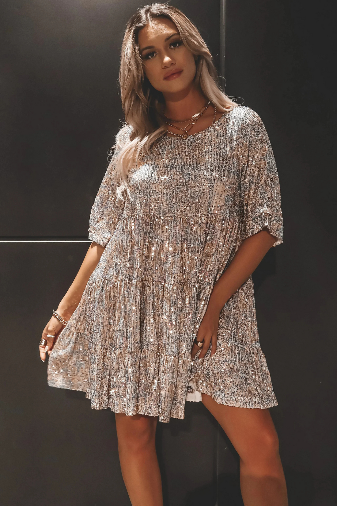 Lilia™ | Elegante losse feestjurk met pailletten