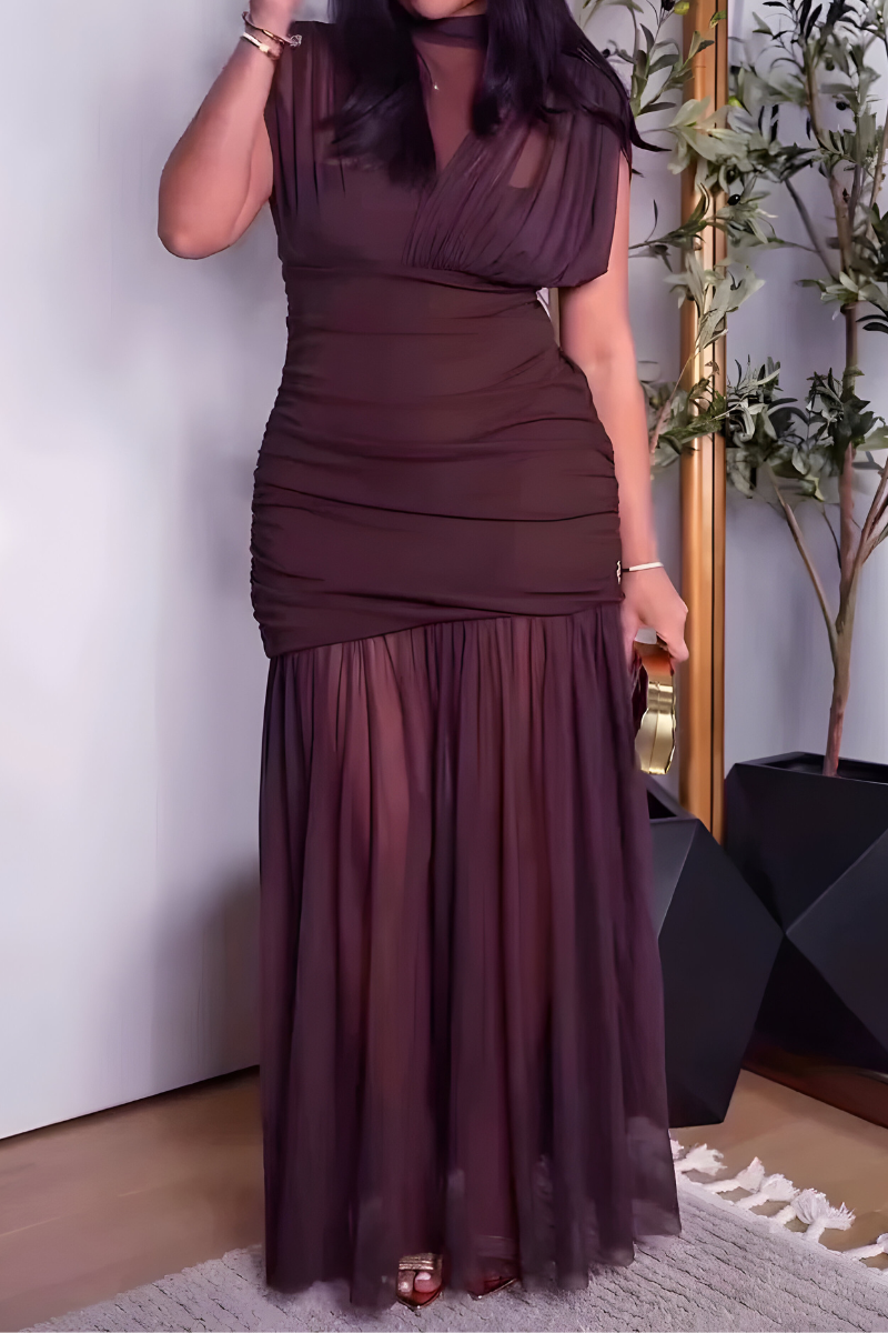 Amaya™ | Stijlvolle geplooide maxi jurk