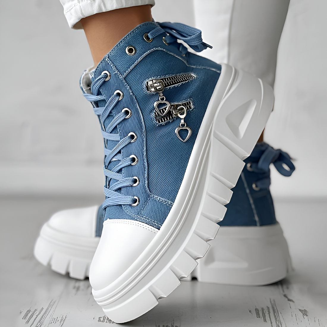 Elin™ | Comfortabele Hoge Sneakers met Spijkerstof