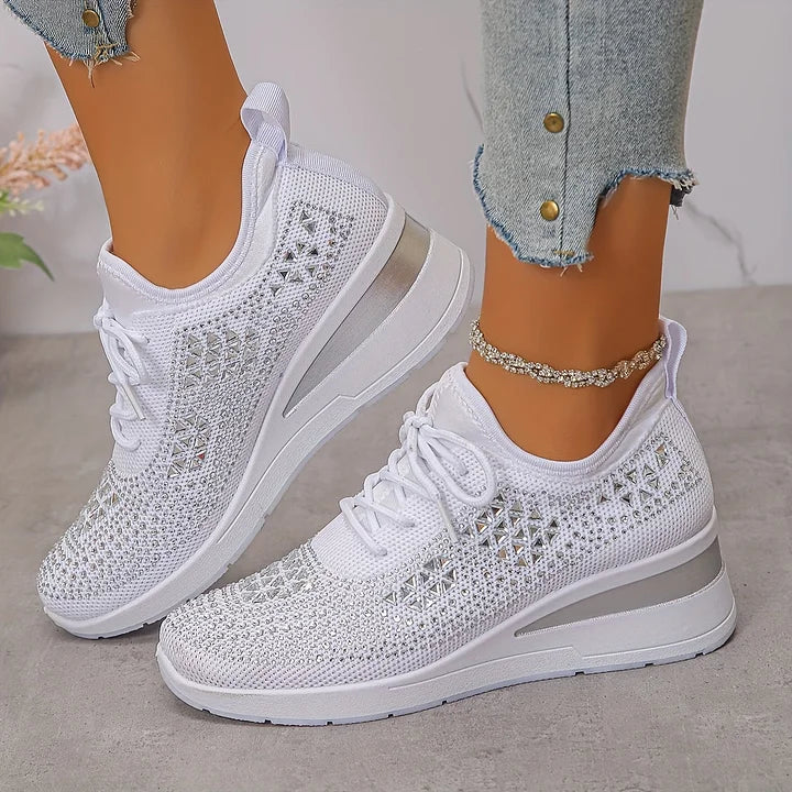 Judith™ | Orthopedische Sleehak Sneakers met Strass