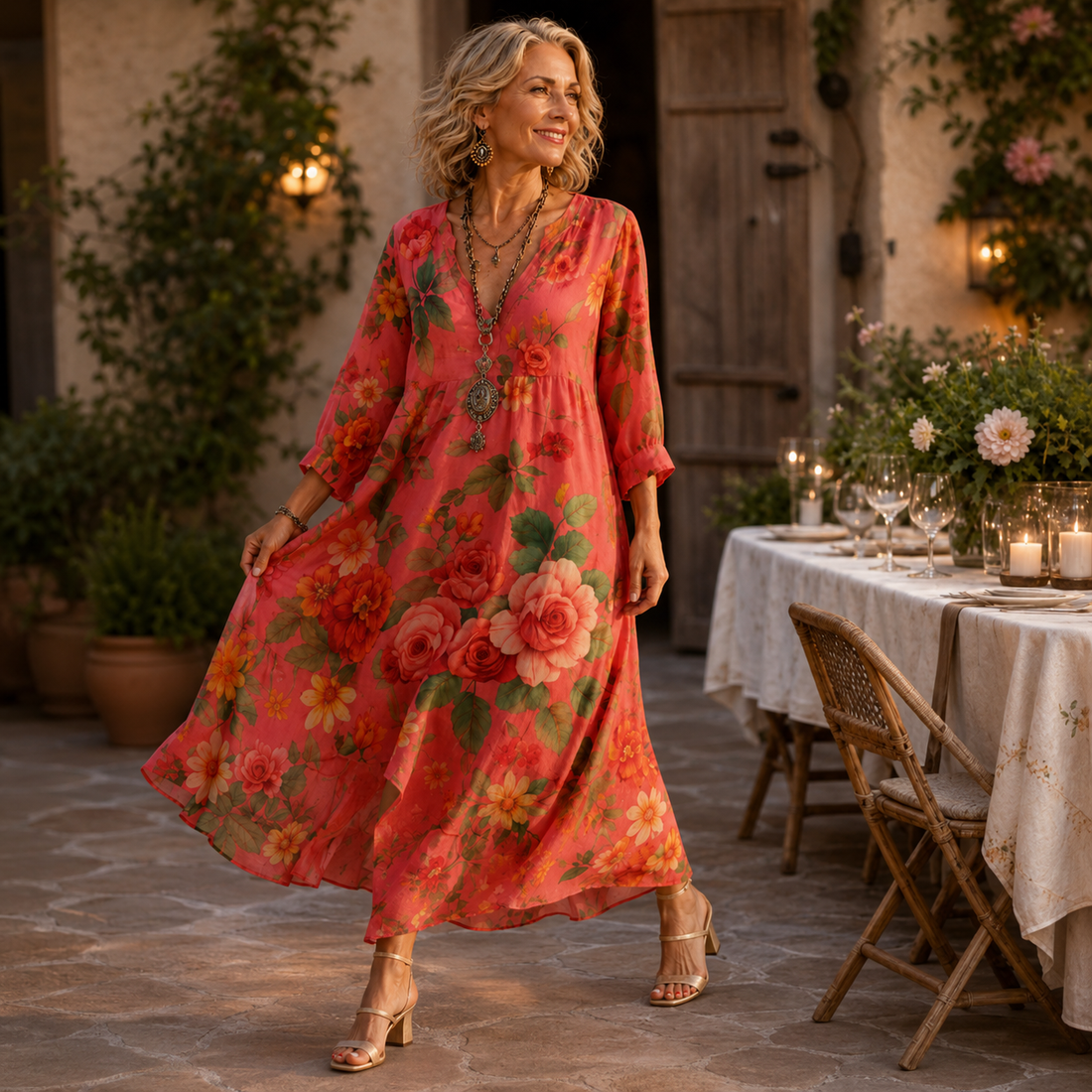 Jolene | Elegante Buikcamouflerende Bloemen Jurk