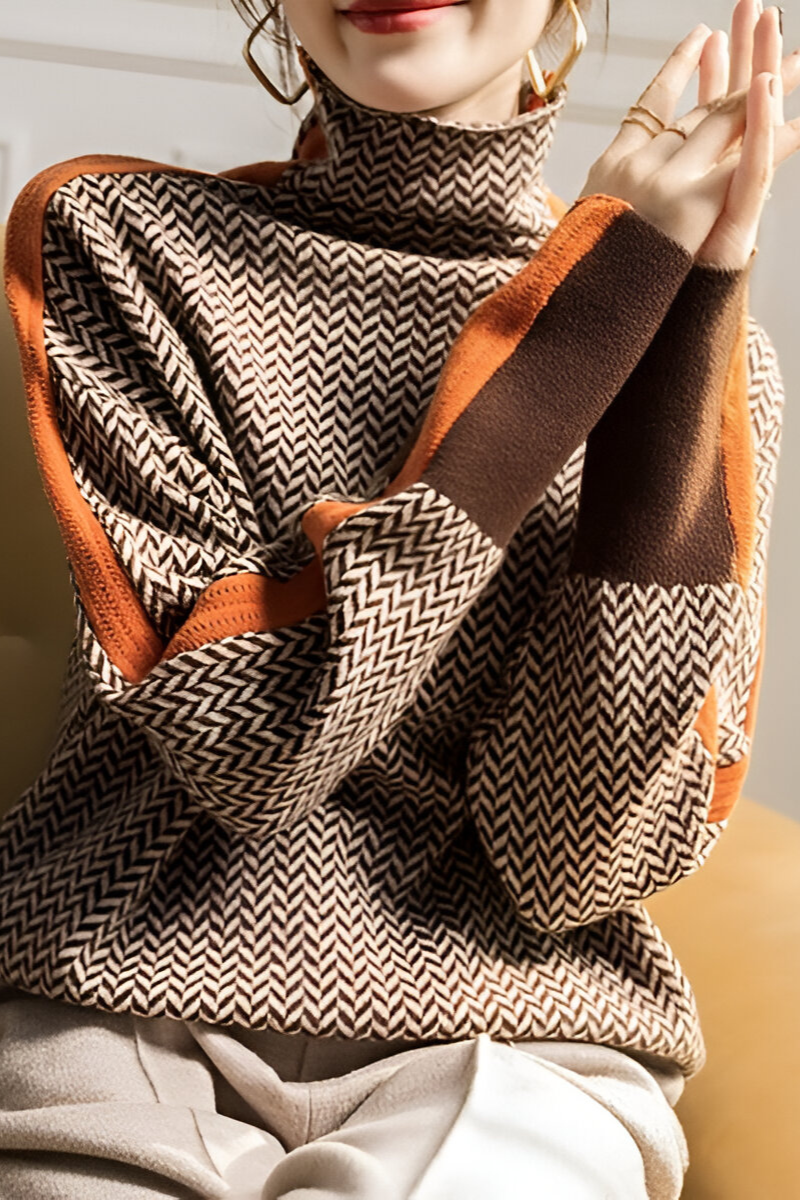 Nila | Trendy casual trui met hoge hals