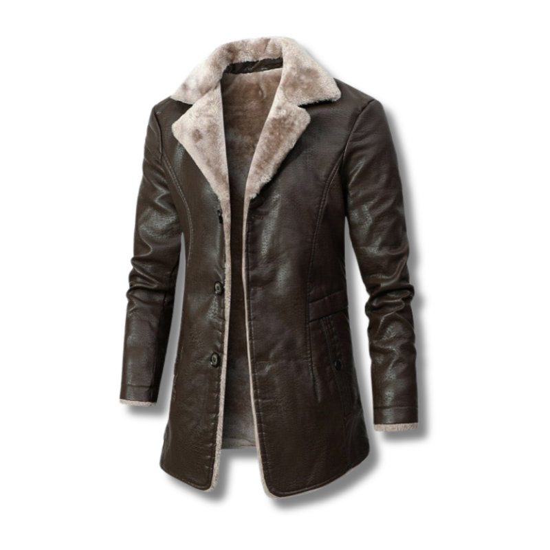 Edward™ | Elegante leren winterjas met bontvoering