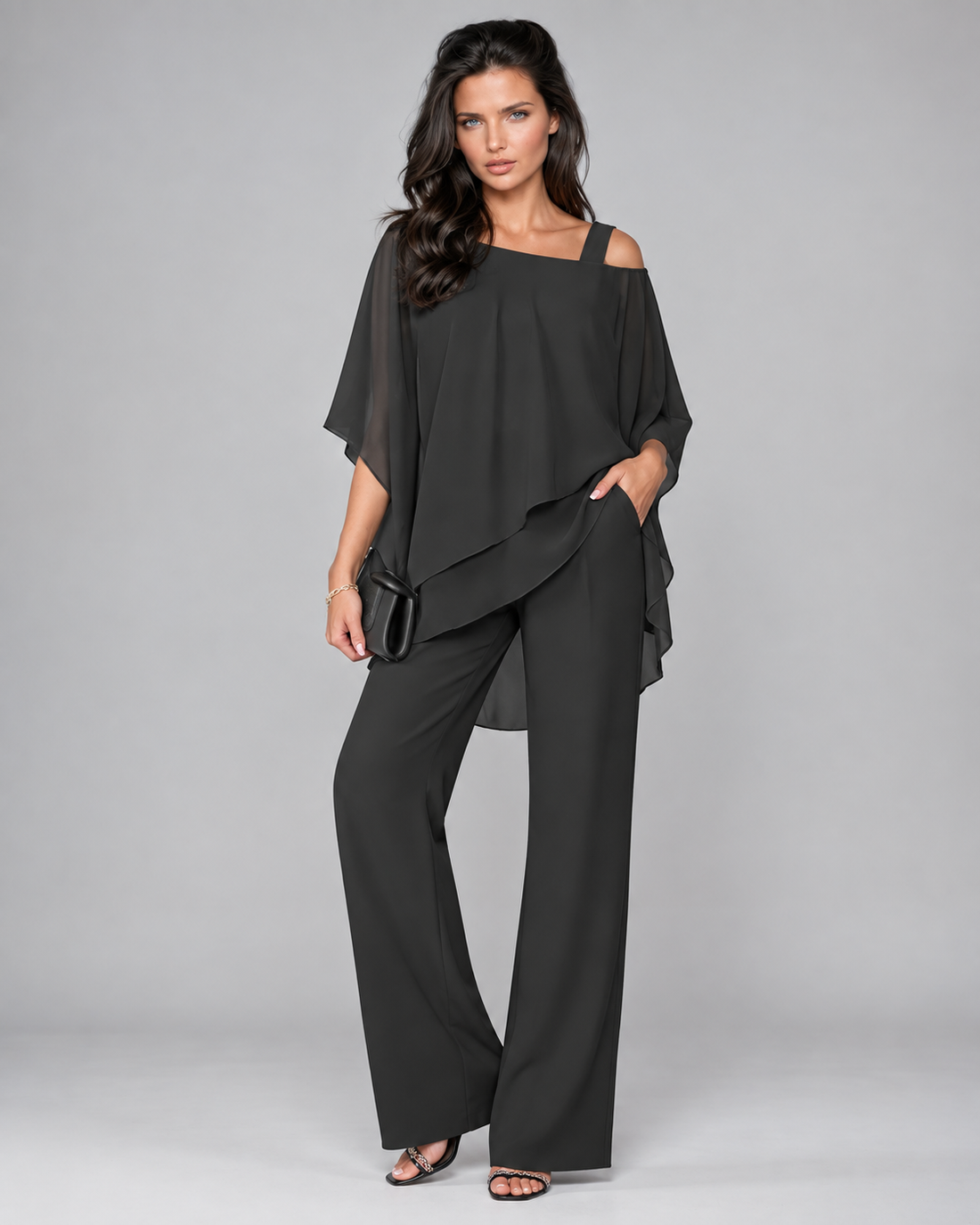 Monique | Elegante Tweedelige Set Met Gelaagde Top
