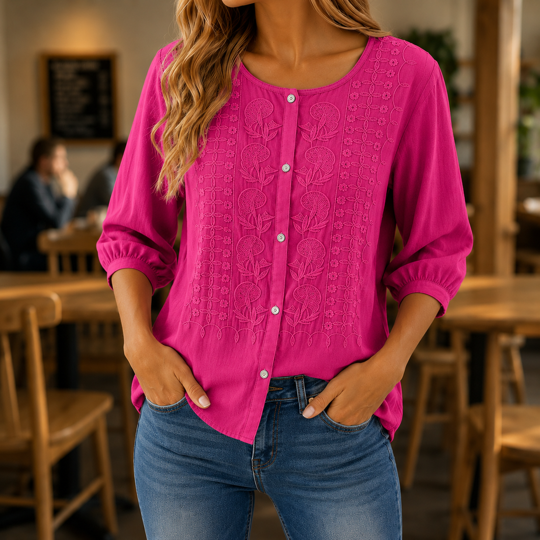 Amelie™ | Elegante Geborduurde Blouse
