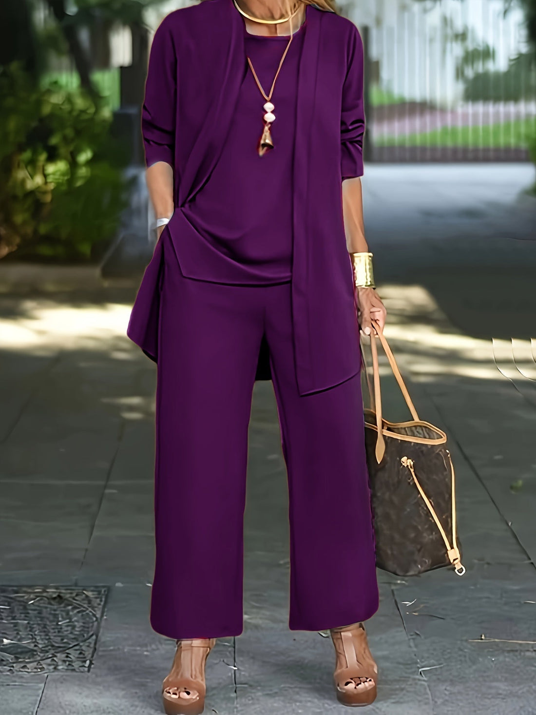 Cilla™ | Chique driedelige set in effen kleur