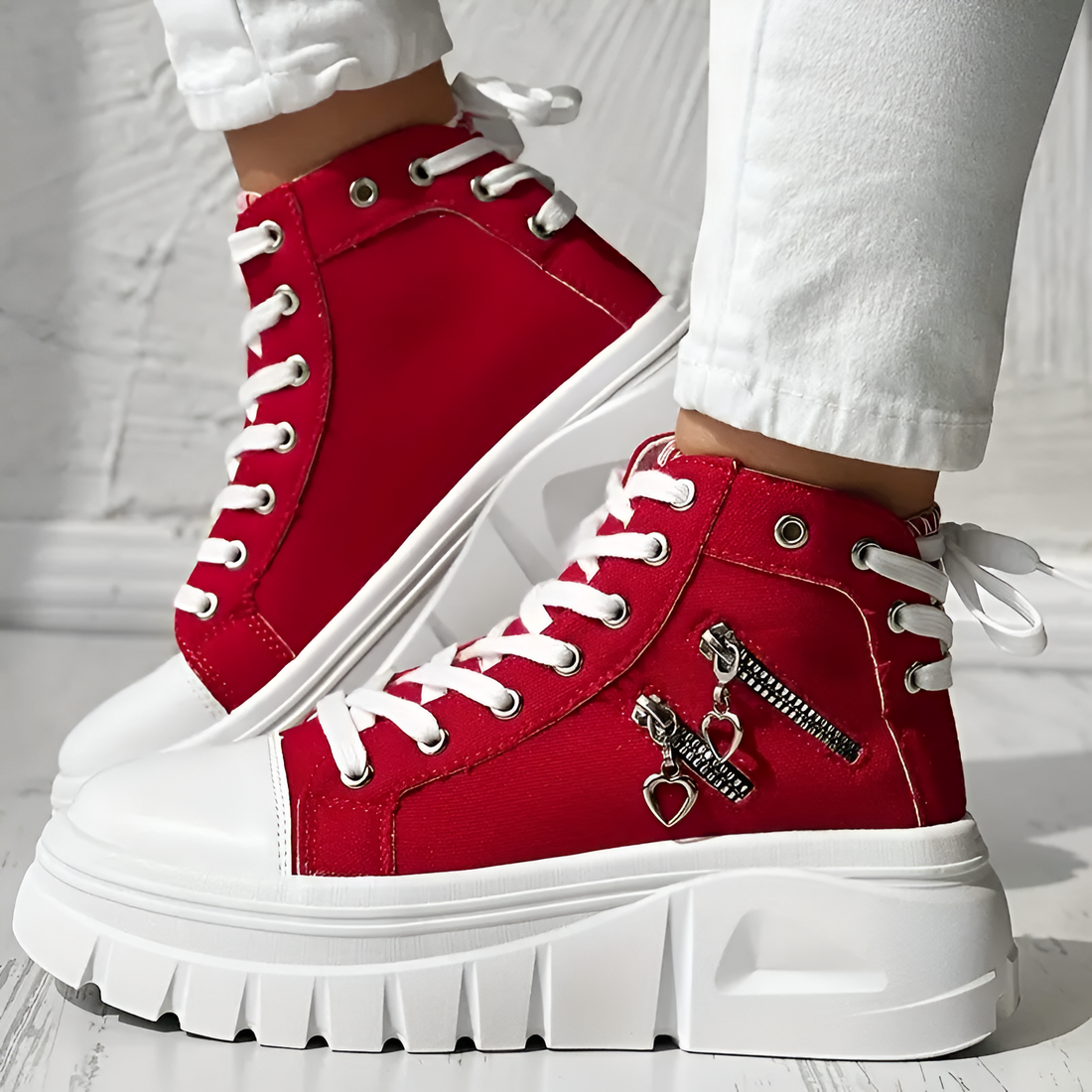 Elin™ | Comfortabele Hoge Sneakers met Spijkerstof