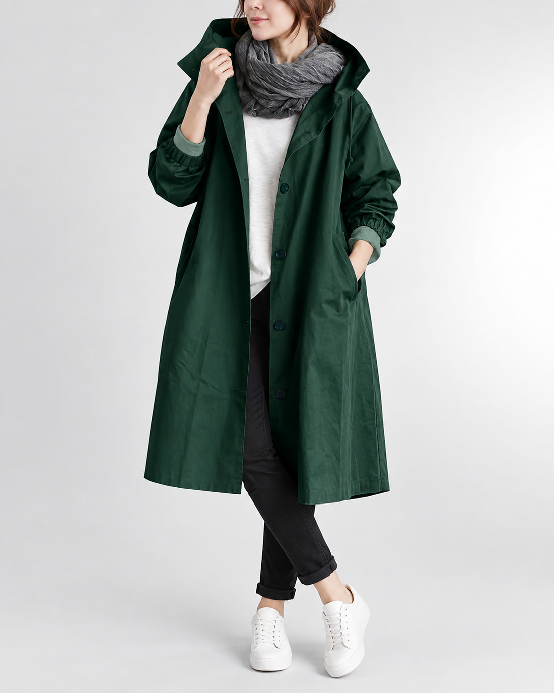 Vina™ | Warme Lange Trenchcoat Met Capuchon