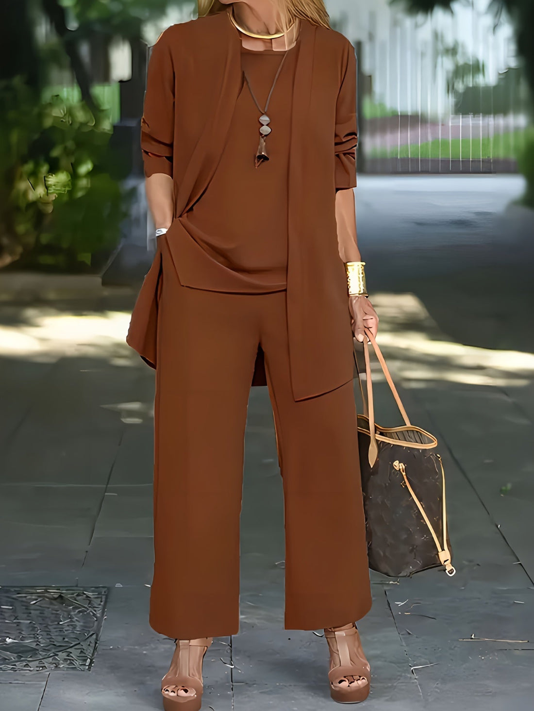 Cilla™ | Chique driedelige set in effen kleur