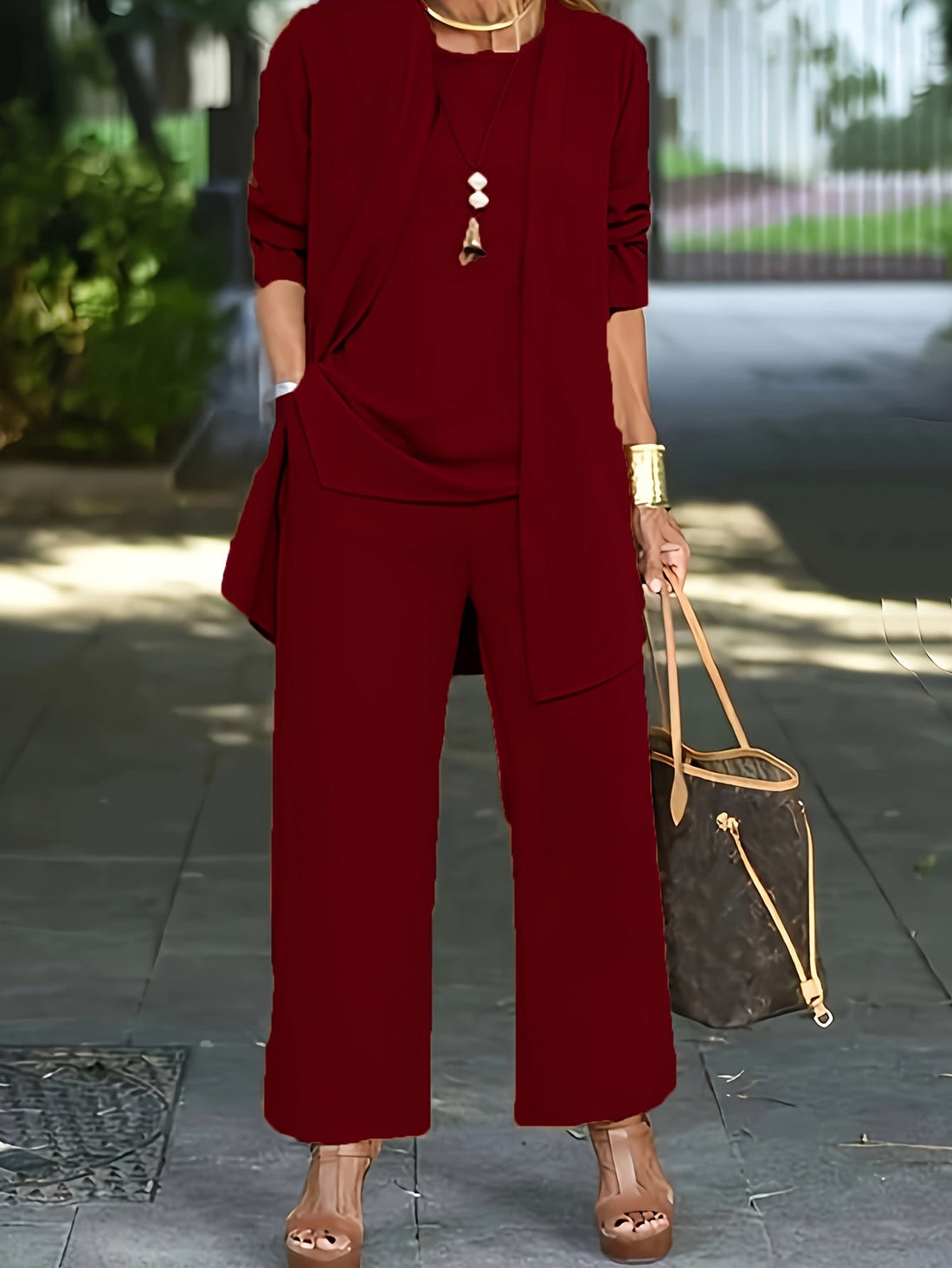 Cilla™ | Chique driedelige set in effen kleur
