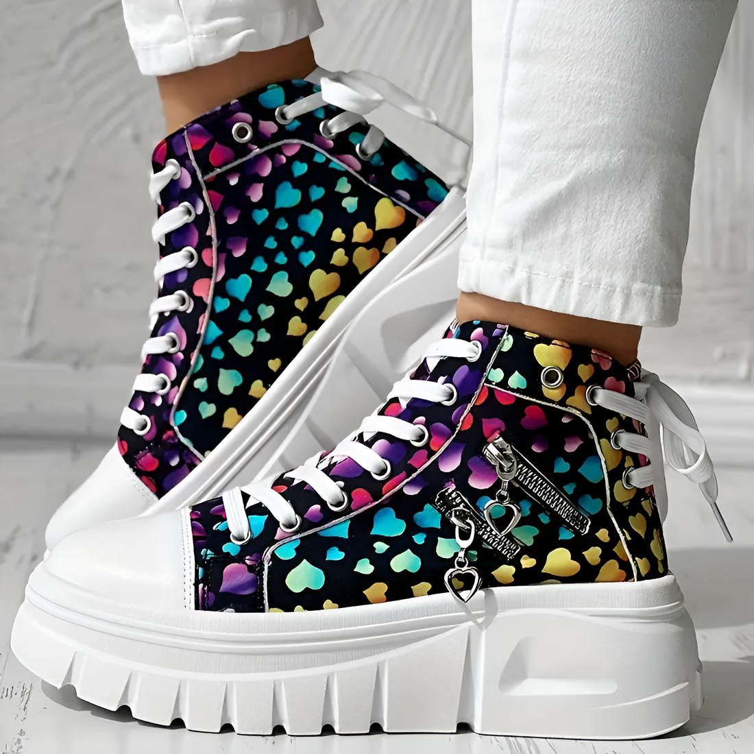 Elin™ | Comfortabele Hoge Sneakers met Spijkerstof