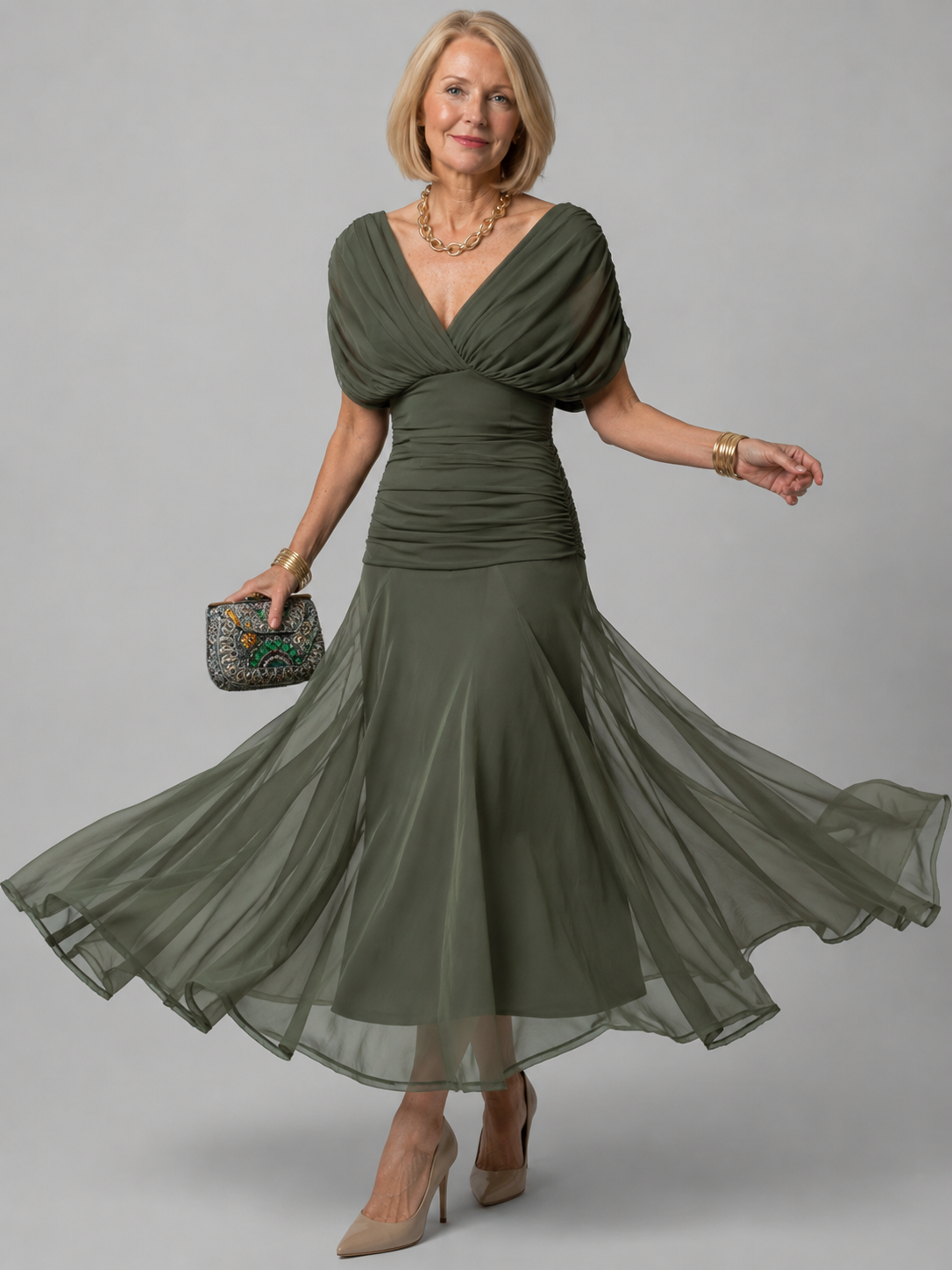 Evelina | Elegante Buikcamouflerende Maxi Jurk