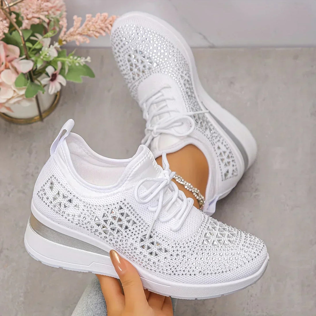 Judith™ | Orthopedische Sleehak Sneakers met Strass