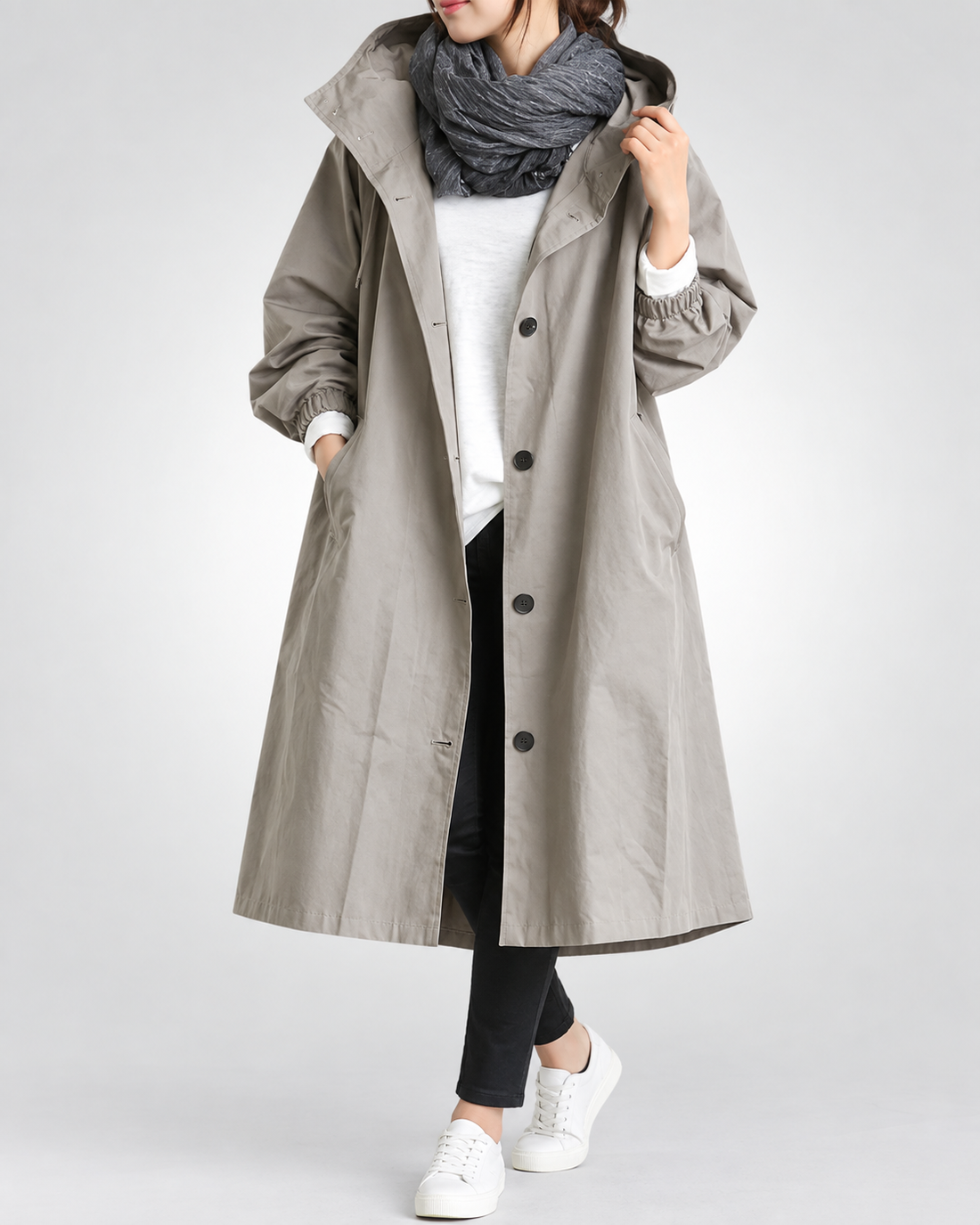 Vina™ | Warme Lange Trenchcoat Met Capuchon