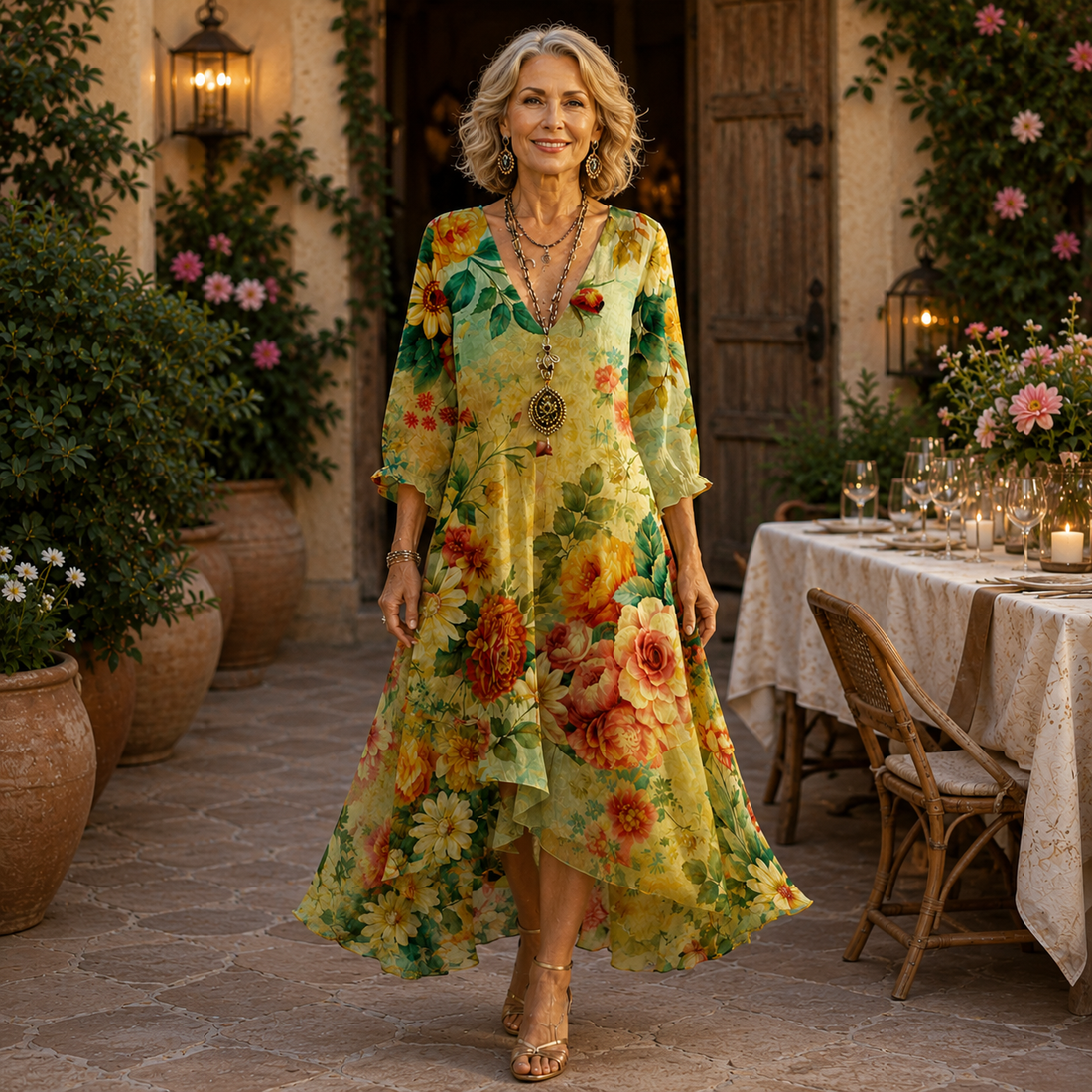 Jolene | Elegante Buikcamouflerende Bloemen Jurk