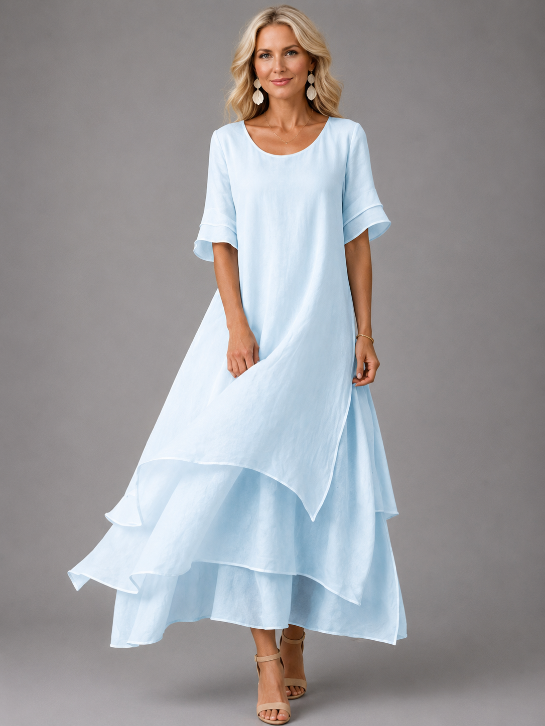 Tess™ | Buikbedekkende Maxi Jurk Met Laagjes
