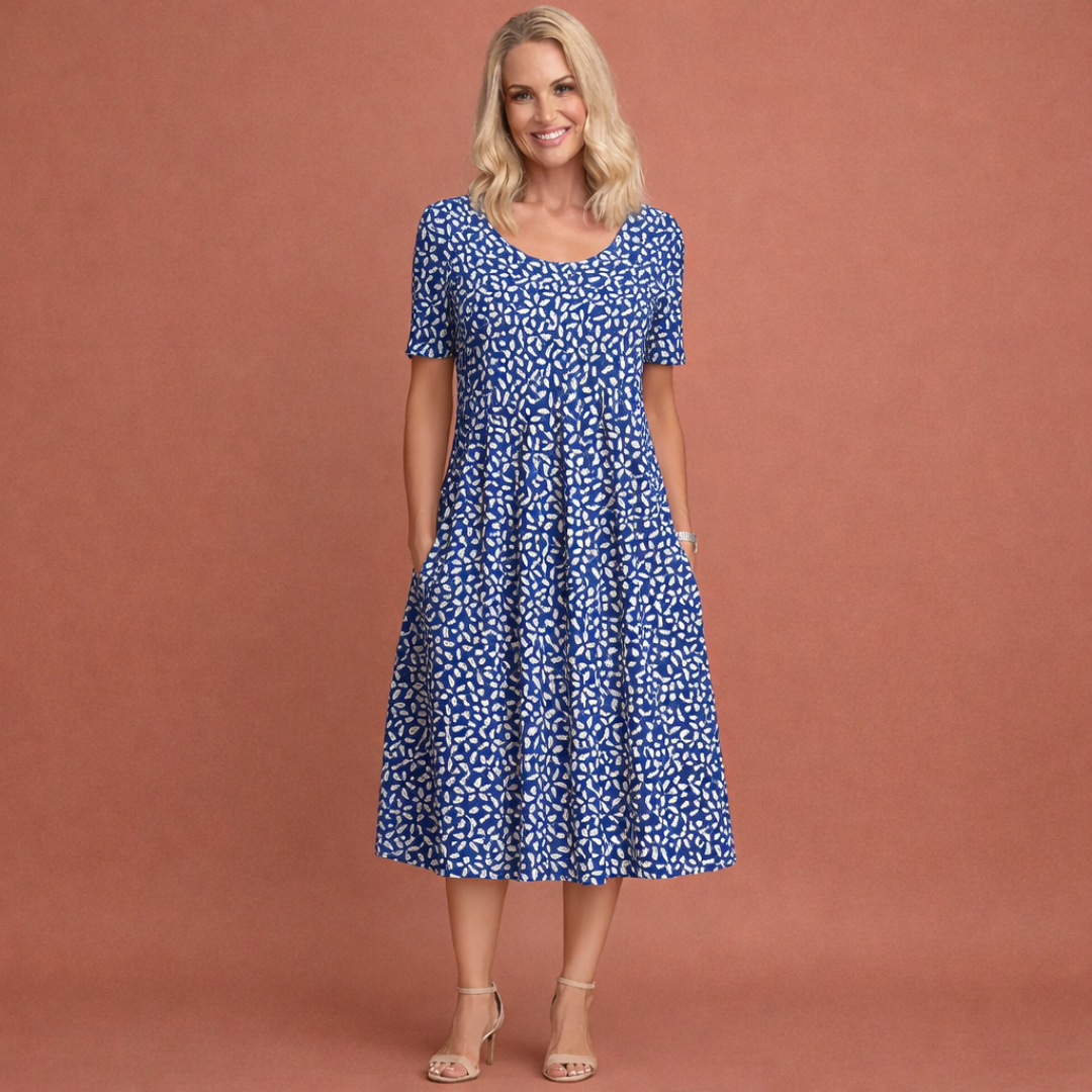 Lara | Elegante Bloemen Midi Jurk