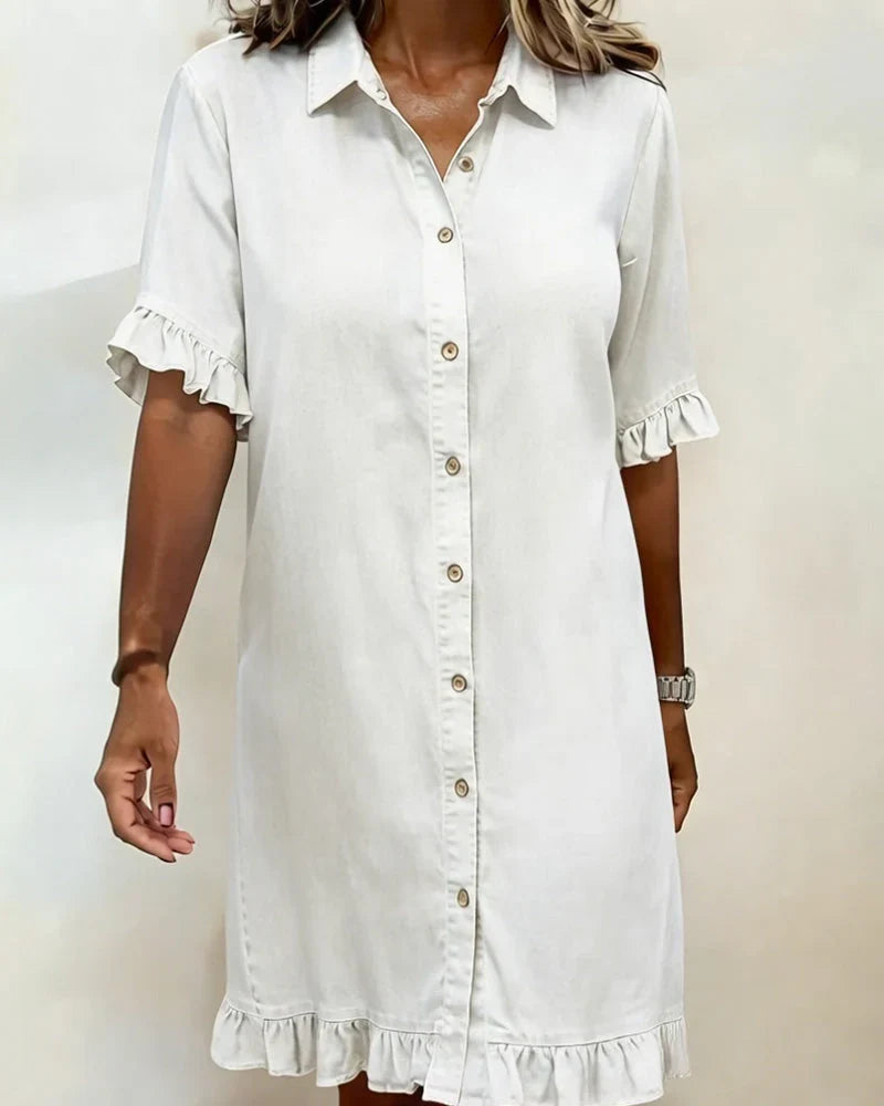 Linae | Casual Knoop Denim Look Jurk