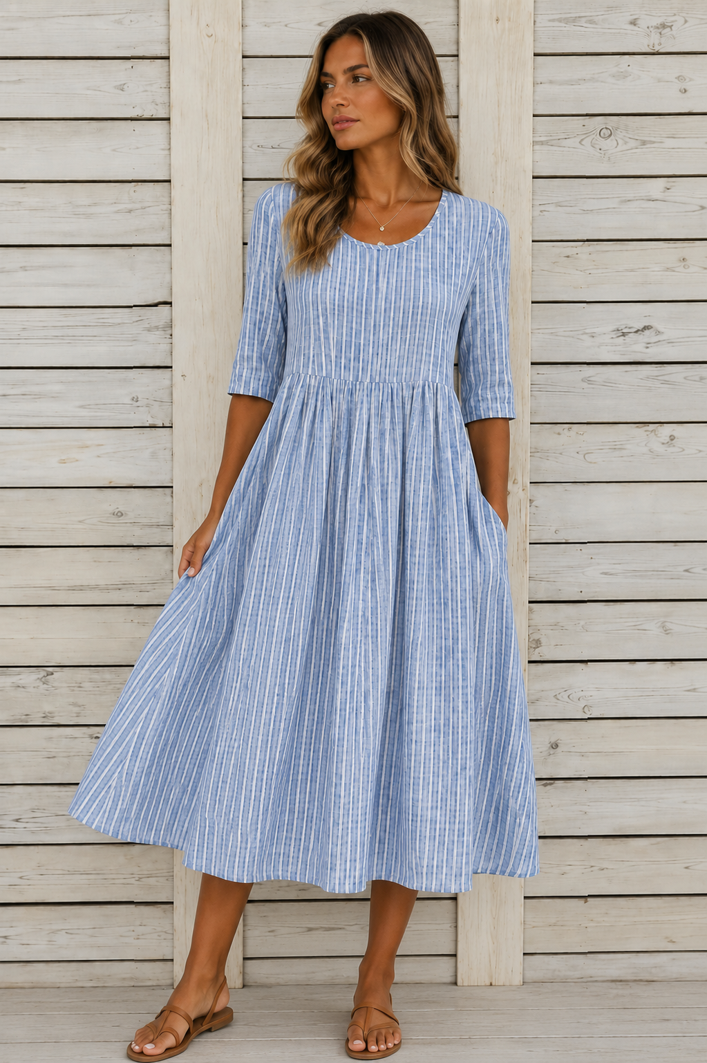 Tessa | Elegante Soepelvallende Midi Jurk