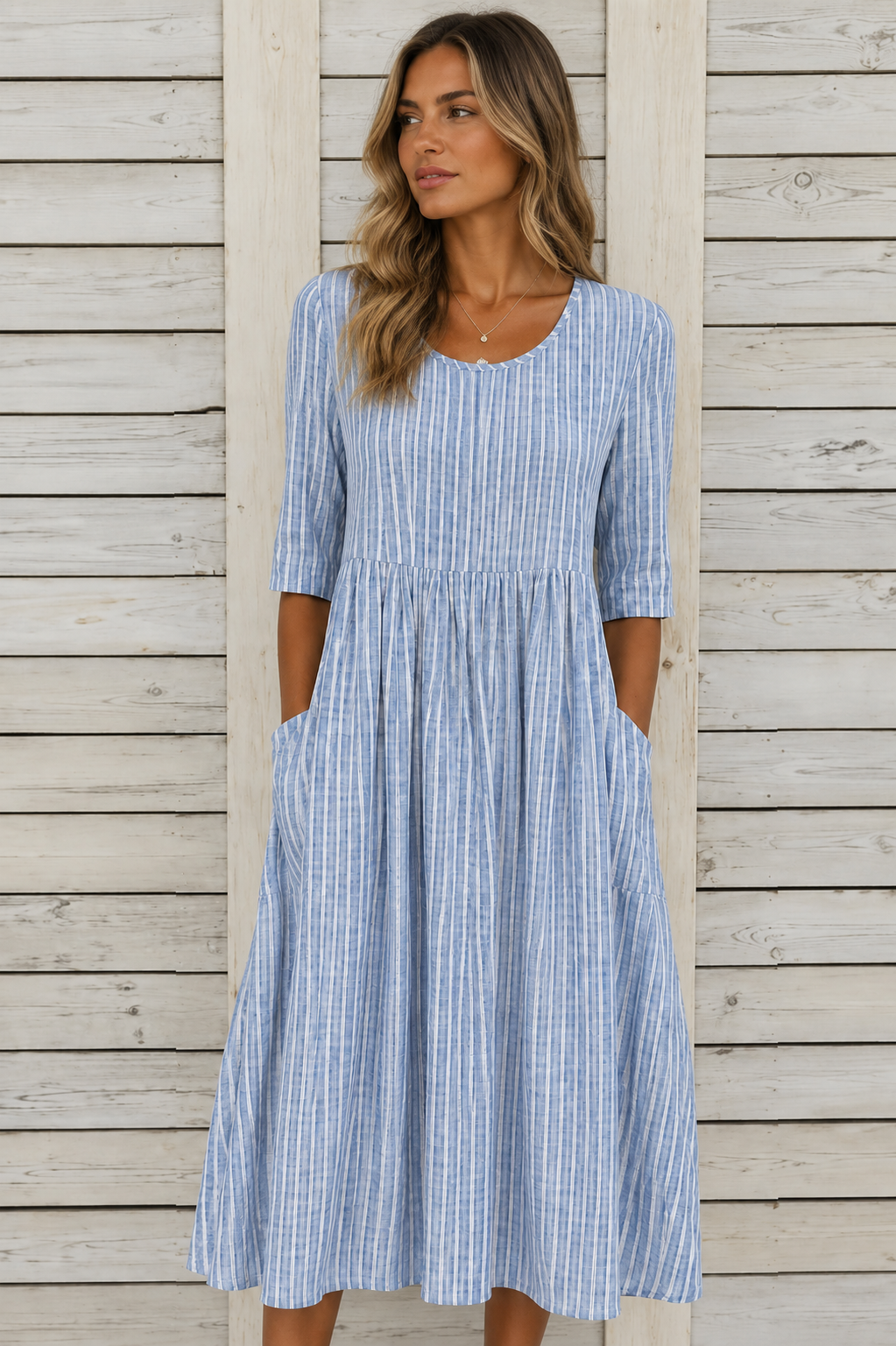 Tessa | Elegante Soepelvallende Midi Jurk