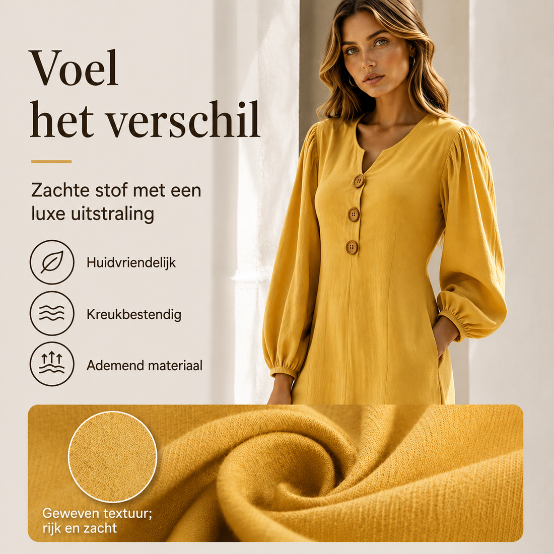 Astrid™ | Buikbedekkende Maxi Jurk Met V-Hals En Zakken