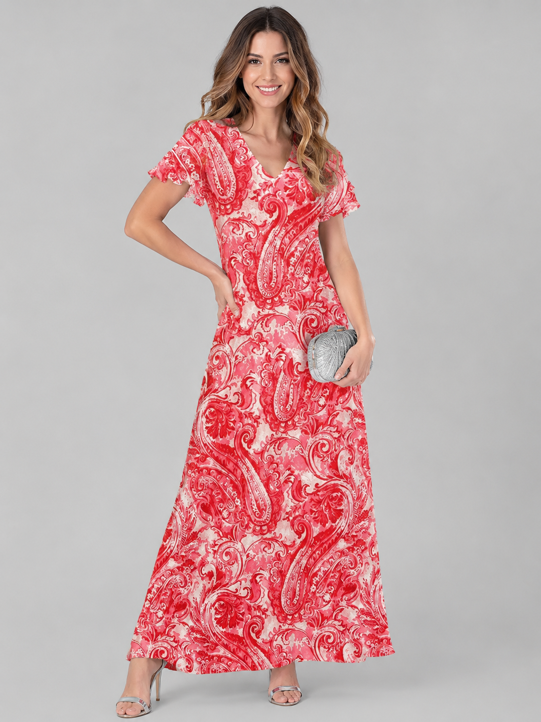 Florine | Buikcamouflerende Bloemen Maxi Jurk
