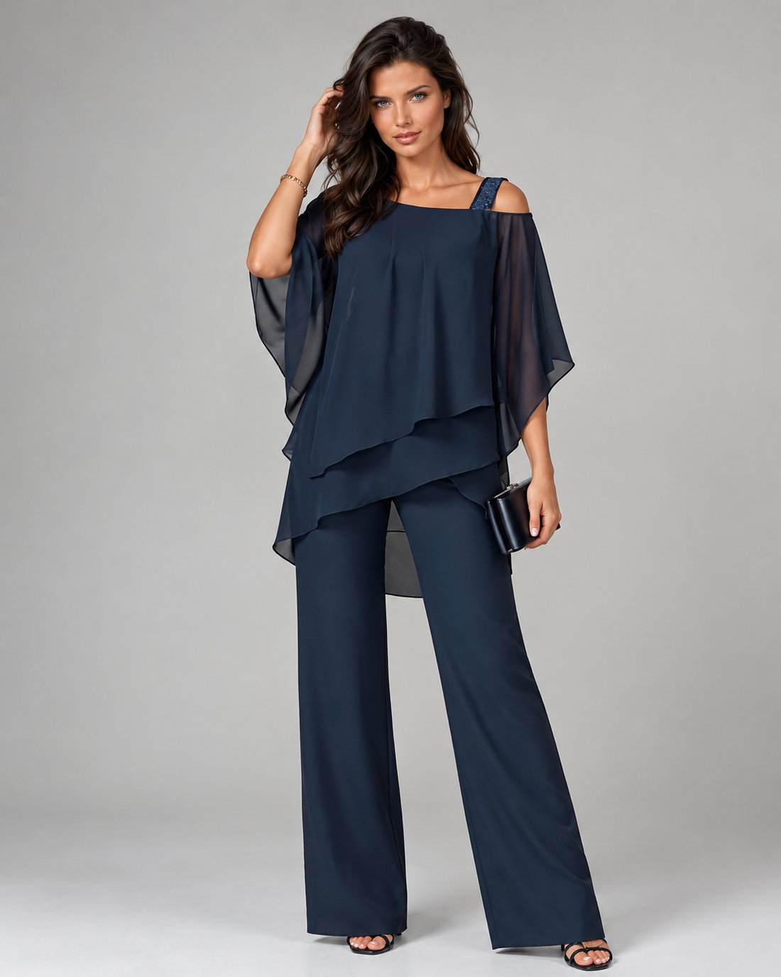 Monique | Elegante Tweedelige Set Met Gelaagde Top