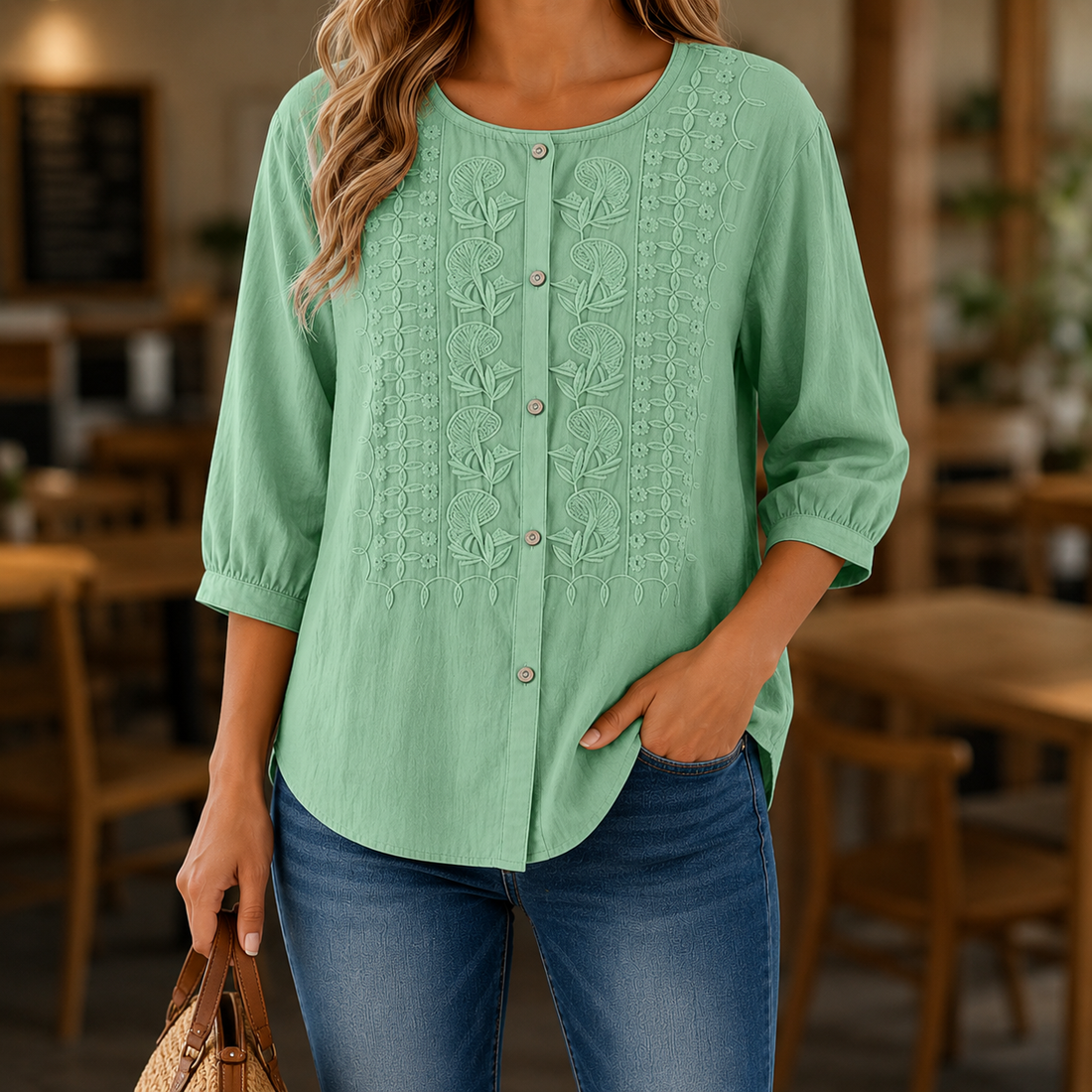 Amelie™ | Elegante Geborduurde Blouse