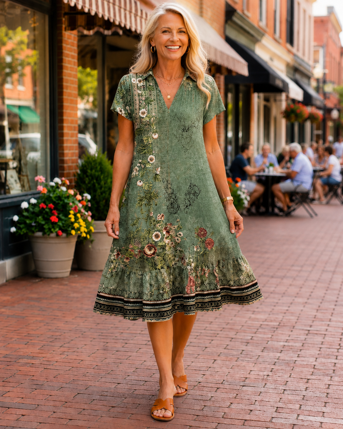 Nadine | Luchtige Bloemen Midi Jurk