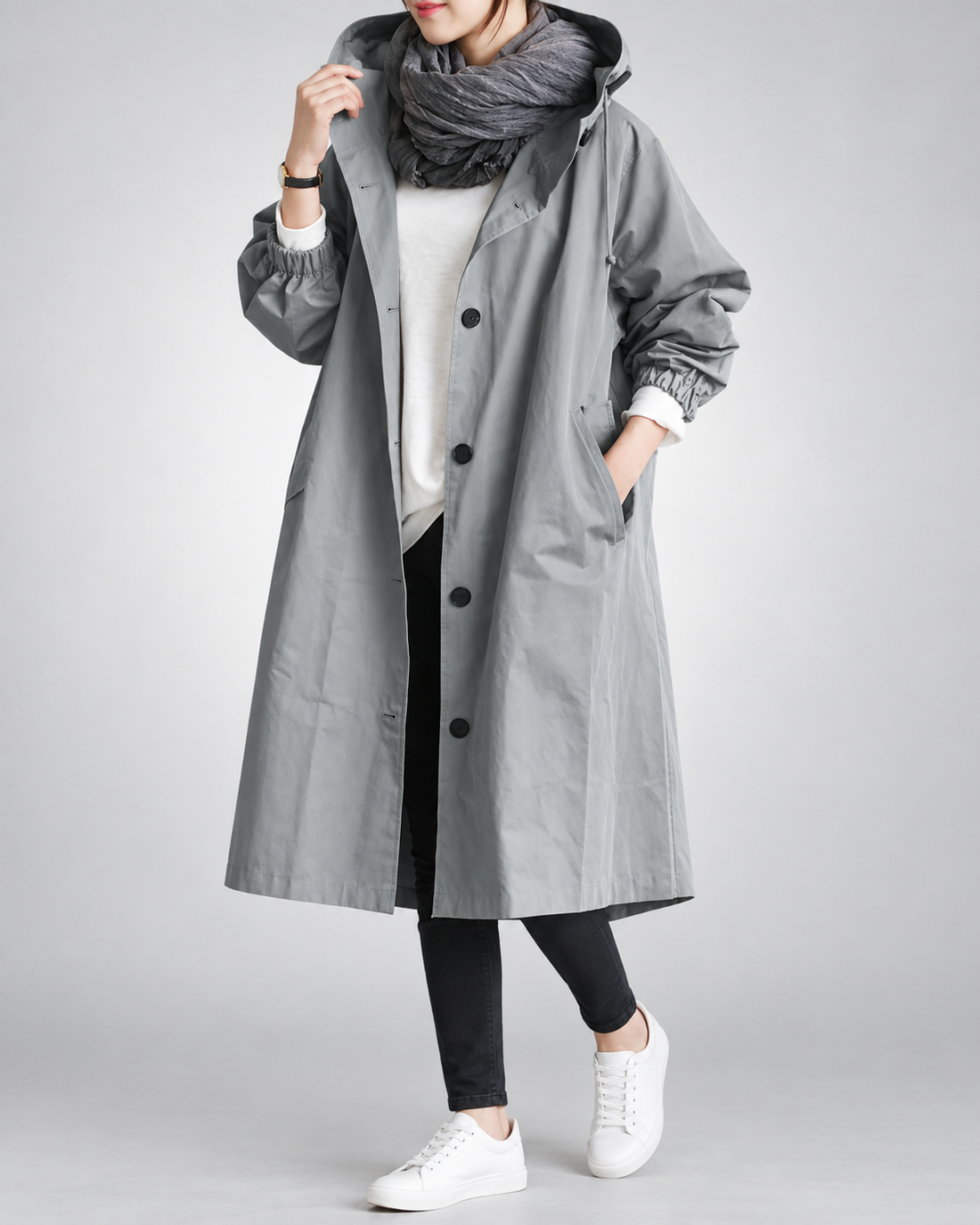 Vina™ | Warme Lange Trenchcoat Met Capuchon