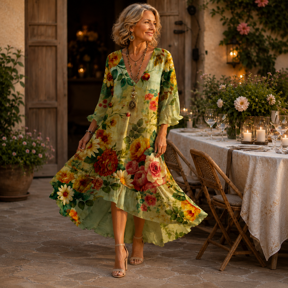 Jolene | Elegante Buikcamouflerende Bloemen Jurk