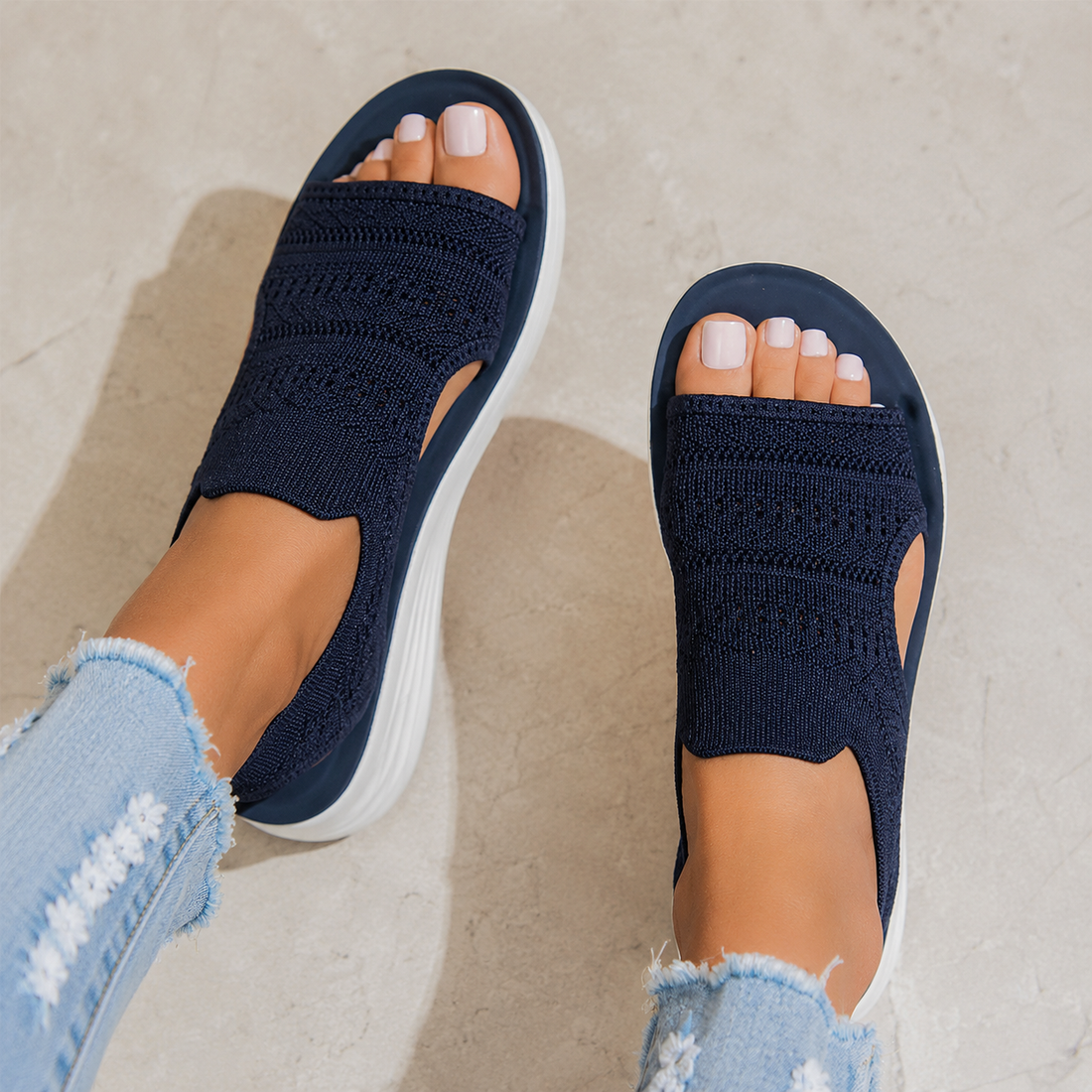 Ria | Comfortabele Ademende Platformsandalen Van Gebreid Materiaal