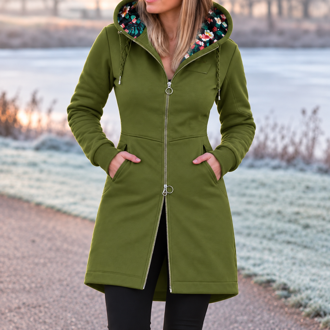 Sabine | Warme Vestjas Met Capuchon en Verstelbare Taille
