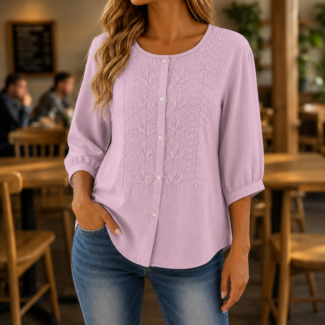 Amelie™ | Elegante Geborduurde Blouse