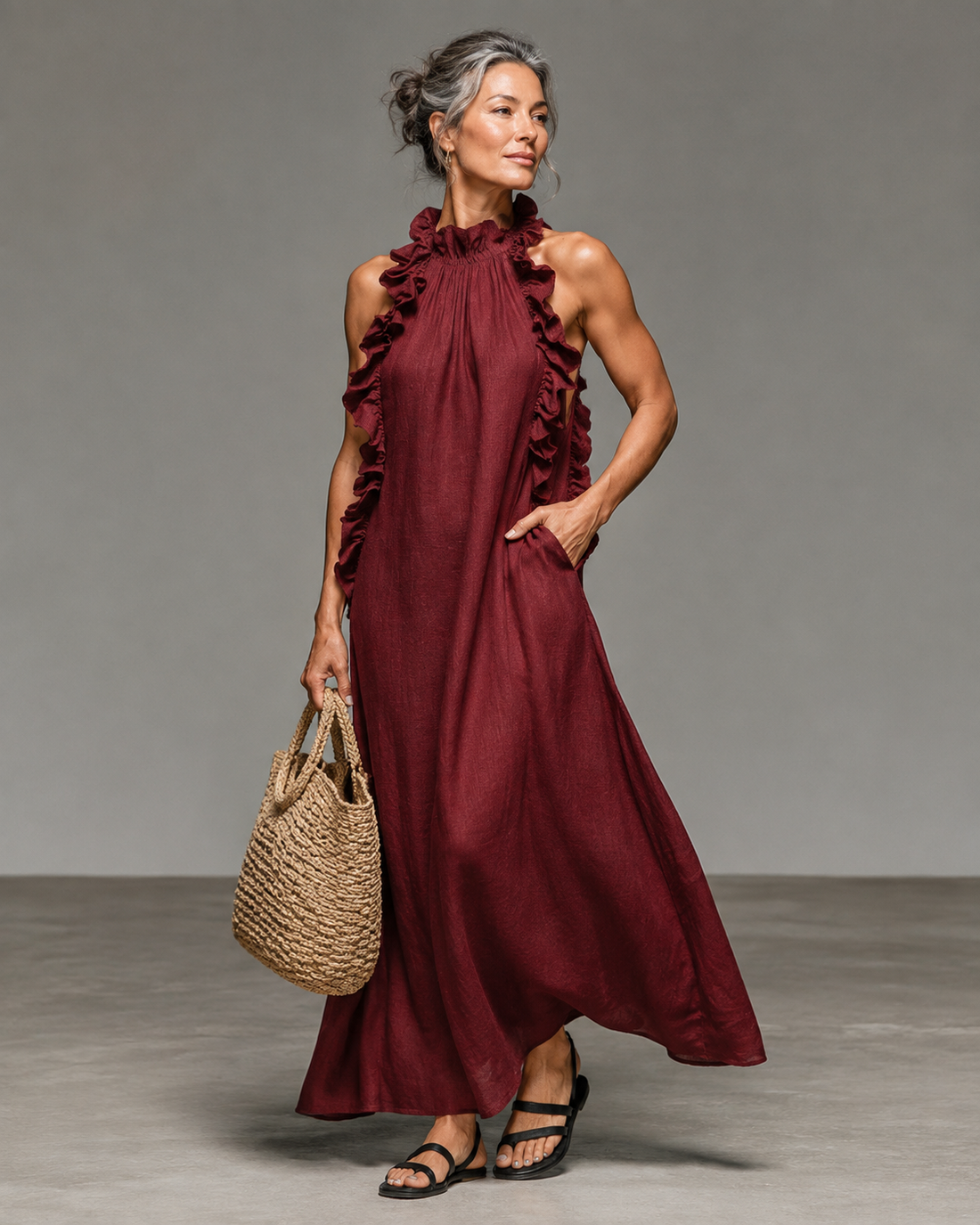 Veer™ | Elegante Buikbedekkende Maxi Jurk Met Zakken