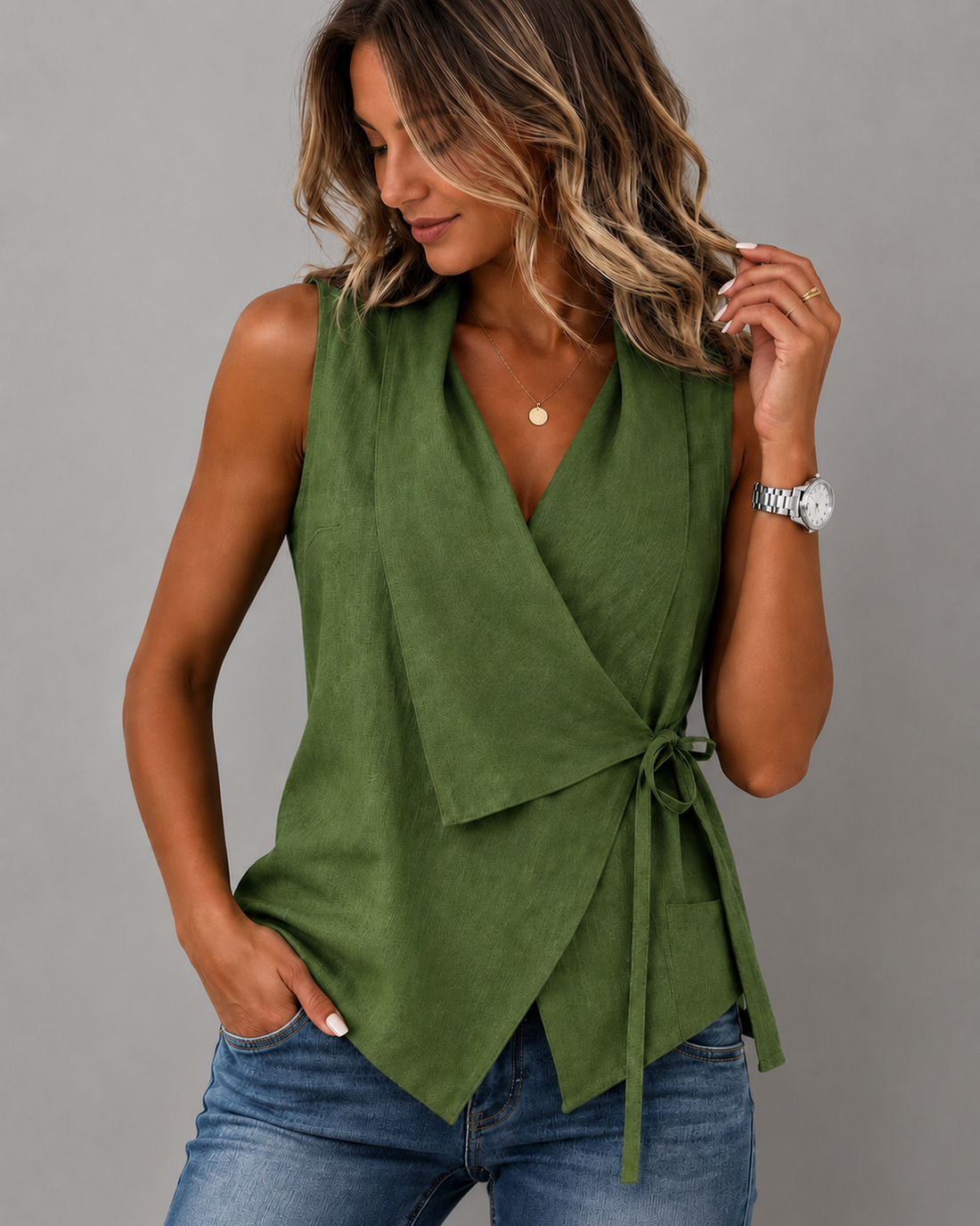 Lorena | Elegante Mouwloze Wikkelblouse