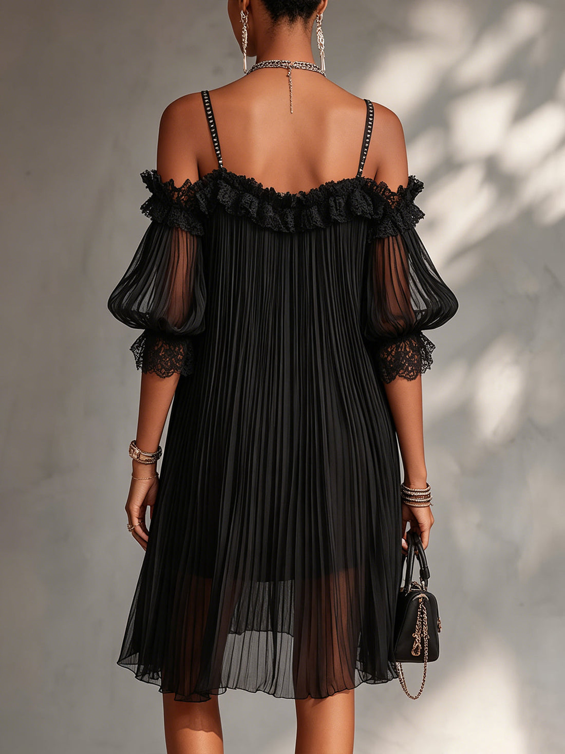 Ilse™ | Buikbedekkende Off-Shoulder Chiffon Mini Jurk