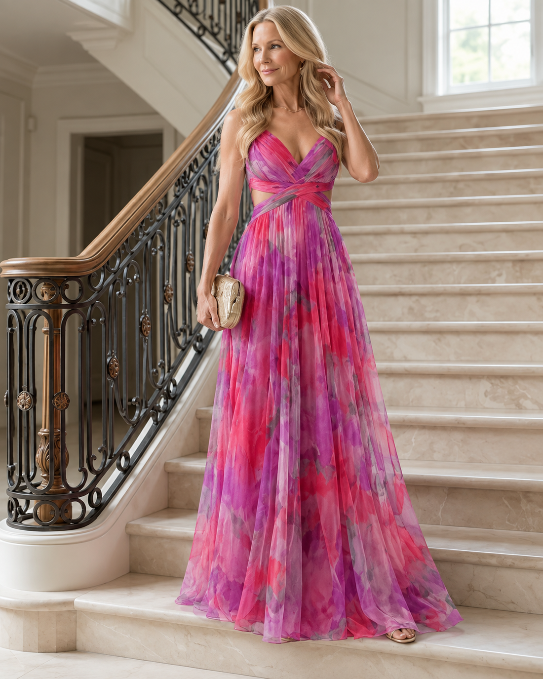 Vivienne™ | Maxi Jurk met Buikcamouflerende Print