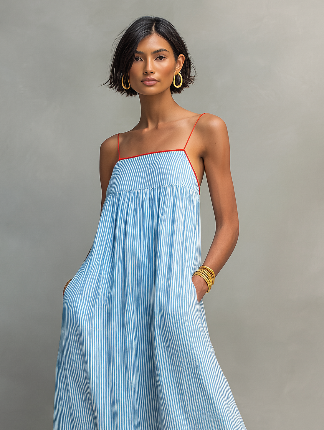 Elina | Luchtige Gestreepte Maxi Jurk