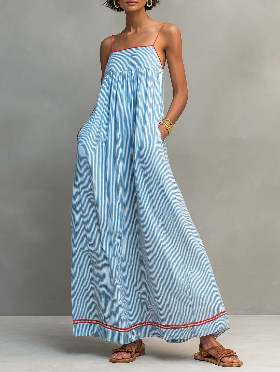 Elina | Luchtige Gestreepte Maxi Jurk