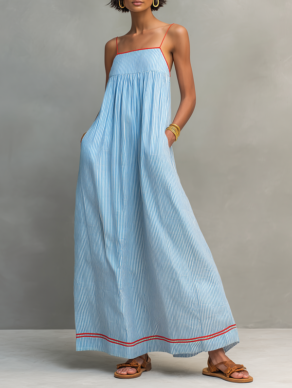 Elina™ | Luchtige Gestreepte Maxi Jurk
