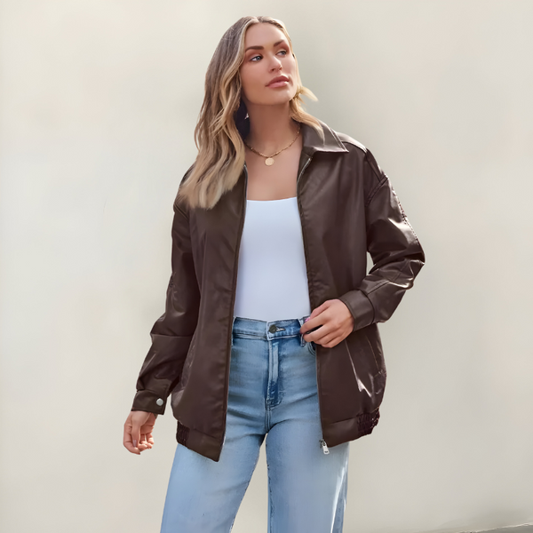 Mira | Stijlvolle oversized leren jas