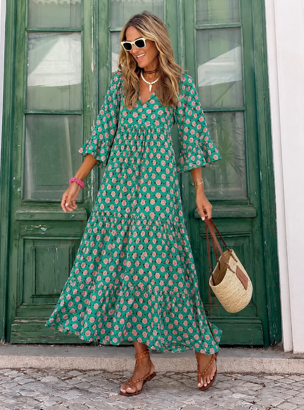 Bellona | Bohemian Buikcamouflerende Bloemen Jurk
