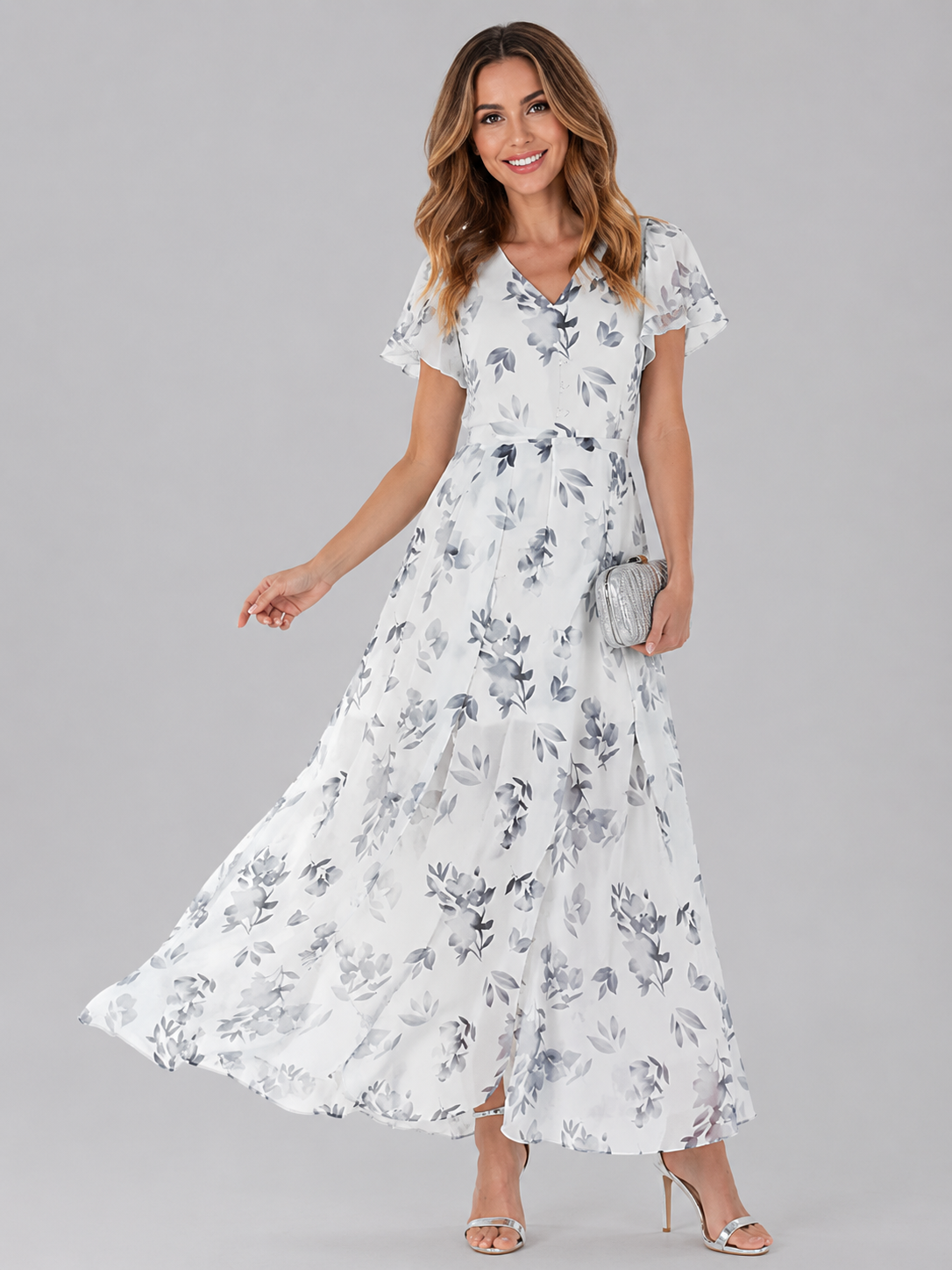 Florine | Buikcamouflerende Bloemen Maxi Jurk