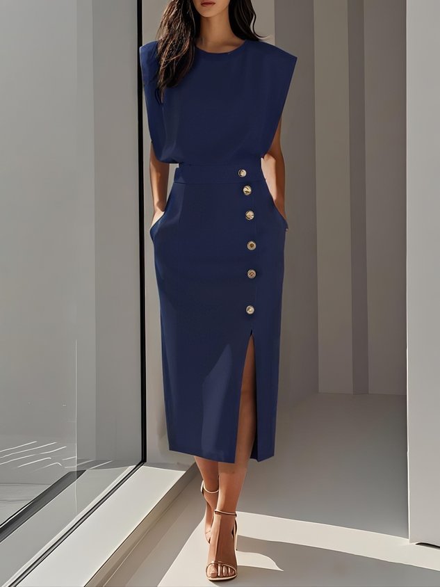 Celina | Stijlvolle Mouwloze Midi Jurk